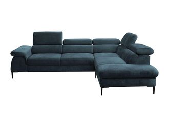 VENTE-UNIQUE.COM Sof&aacute; rinconera terciopelo azul oscuro