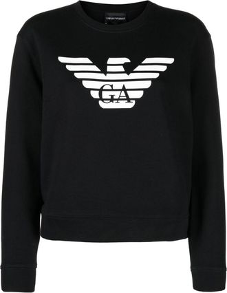 Emporio Armani logo-print cotton sweatshirt - women - Cotton - M - Black