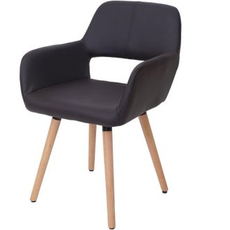 Hhg Non utilizzato] Sedia sala da pranzo soggiorno cucina HHG 428 ii design retro legno ecopelle marrone
