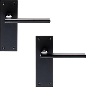Loops 2x PAIR Straight Bar Handle on Slim Latch Backplate 150 x 50mm Matt Black