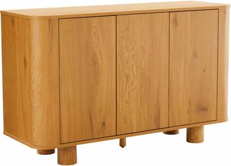Oviala Aparador moderno rectangular de 3 puertas L120 cm madera clara