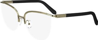 Ferragamo Eyeglasses Cat Eye Semi Rim, Black Frame And Clear Demo Lenses Lens Sf2227001