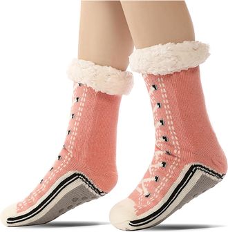 Generic Winter Socks for Women Thermal Anti Slip Socks for Women, Slippers Socks for Women Womens Christmas Socks (Pink)