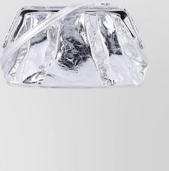 Themoir&egrave; pleated metallic clutch shoulder strap