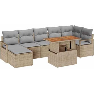 vidaXL Garden Sofa Set with Storage 8 pcs Beige Poly rattan vidaXL