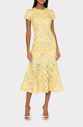 Milly Tahlia Floral Lace Dress in Yellow Multi at Nordstrom, Size 6