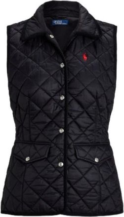 Polo Ralph Lauren Gewatteerde mouwloze vest met corduroy afwerking - Dames - Bodywarmers - Zwart - XS - Polyester - Jassen