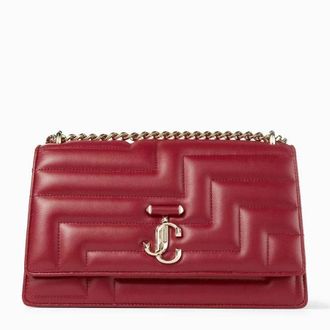 Jimmy Choo London Avenue Shoulder In Cranberry / Light Gold