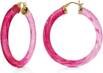 Gold & Honey Womens Ombre Painted Instyle Lucite Hoop Earrings In Pink & Red
