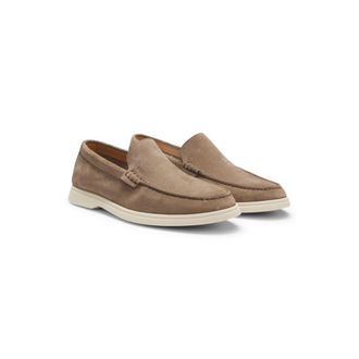 BOSS Debossed-logo loafers in suede