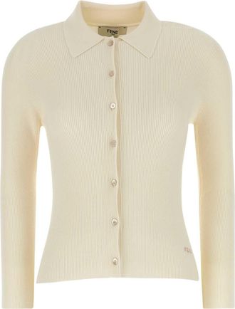 Fendi Cream Stretch Wool Blend Shirt