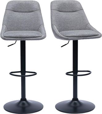 Miliboo Taburetes De Bar Ajustables Y Giratorios 360&deg; En Tela Efecto Terciopelo Gris Y Metal (conjunto De 2) Aless