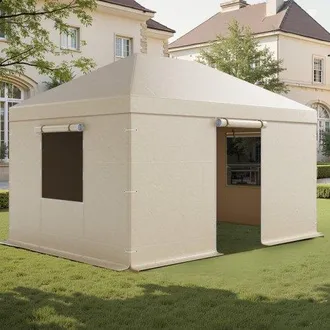 OEM Cubierta Para Cenador De Invierno, 3,1 X 4,41 M, Cubierta De Cenador Resistente A La Intemperie Con Paredes Laterales Y Ventanas De Malla, Material De