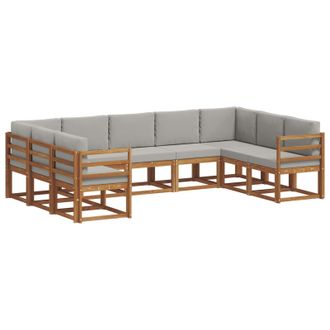 vidaXL Conjunto De Sof&aacute;s De Exterior 9 Pcs Gris Natural Y Claro Vidaxl