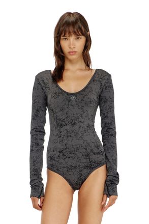 Diesel Open-back bodysuit with utilitarian print - Bodysuits - Woman - Black