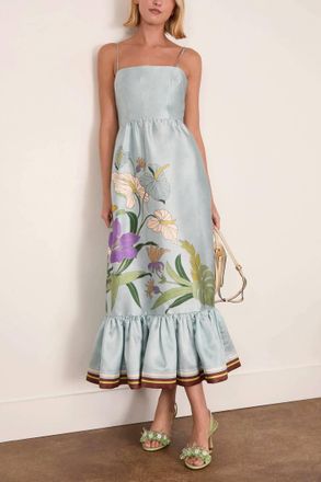 Alemais Alfie Floral Midi Dress In Ice Blue