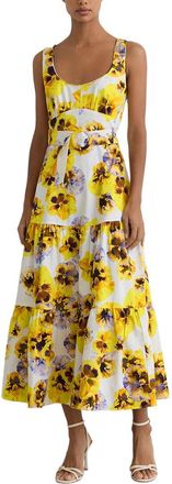 Reiss Erin Stretch Floral Print Midi Dress