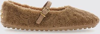 Tod's Mary Jane Ballet Flats in Leather and Shearling with Gommino Sole
