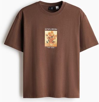 H&M Loose fit t-shirt in Brown/van Gogh at Nordstrom, Size Medium