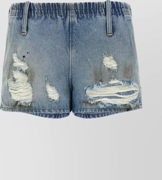 Maison Margiela belt loops distressed denim shorts