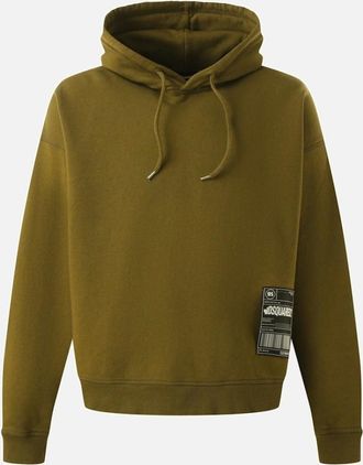 Dsquared2 Mens Dsquared2 Patch Design Relaxed Fit Military Green Hoodie - Tan - Size: 38