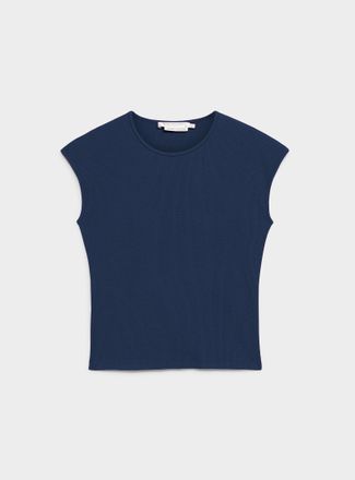 Contemporaine Womens Cap-sleeve fitted ribbed T-shirt