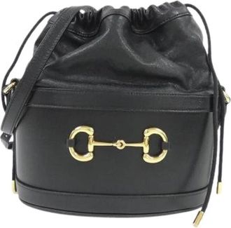 Gucci Pre-owned Vintage Bucket Bag - Dames - Vintage Tas - Zwart - ONE Size - Leer - Vintage