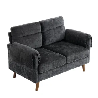 Urban Meuble Sof&aacute; compacto de 2 plazas en chenilla suave negro 124x70x85 cm