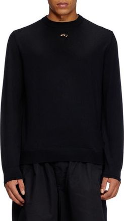 Diesel k-valiam Cutout Logo Wool Sweater in Deep/Black at Nordstrom, Size Xx-Large