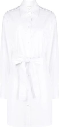 Sportmax Witte Poplin Overhemdjurk met Ceintuur - Dames - Shirt Kleedjes - Wit - S - Katoen - Kleedjes