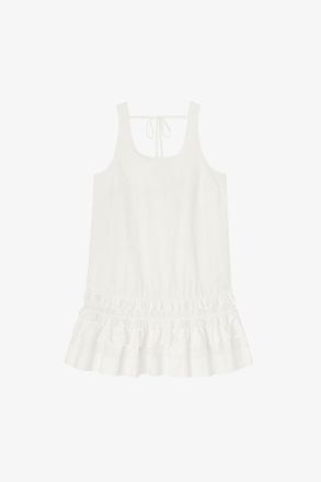 Ganni White Dress in Cotton - Size 10/12 Organic