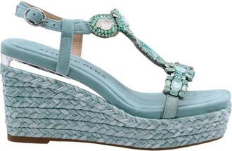 Alma En Pena Bladselderij Sandaal - Dames - Sleehakken - Groen - 40 EU - Schoenen