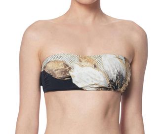 Carmen Marc Valvo Bandeau Bikini Top In Cmv Gilded Garden Black