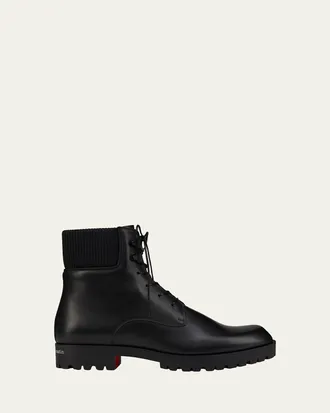 Christian Louboutin Mens Trapman Leather Lug-Sole Lace-Up Boots