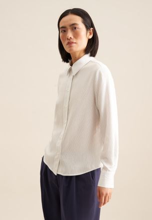 Seidensticker Hemdbluse SEIDENSTICKER Schwarze Rose, Damen, Gr. XXL44, weiss (wei&szlig;), 89% Viskose, 11% Polyester, gestreift, regular fit, ohne Ausschnitt, Blusen Hem