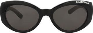 Balenciaga 57mm Round Sunglasses in Black Black Grey at Nordstrom Rack