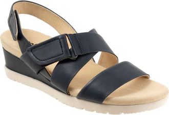 Softwalk Novi Ankle Strap Wedge Sandal in Navy at Nordstrom, Size 10.5