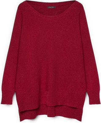 Fiorella Rubino Trui met ronde hals van viscosemix - Dames - Ronde hals truien - Rood - M/L - Denim - Truien & Vesten