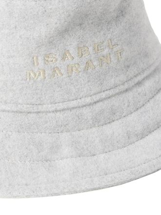 Isabel Marant Womens Giorgia Wool Felt Logo Bucket Hat Grey Accessories > Beanies &