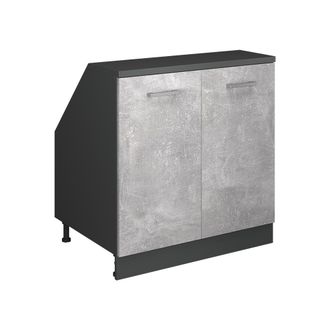 Vicco Armario De Cocina Para Techo Inclinado R-line, Hormig&oacute;n, 80 Cm Con 2 Puertas, 60 Cm De Profundidad, Vicco