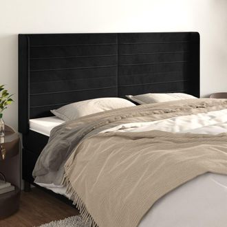 vidaXL Cabecero Con Orejas De Terciopelo Negro 203x16x118/128 Cm Vidaxl