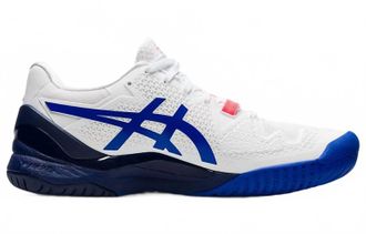 Asics Womens Gel Resolution 8 Shoe In White/lapis Lazuli Blue