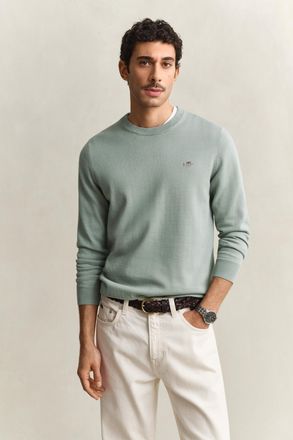 GANT Men Cotton Crew Neck Sweater (XXXL) CERAMIC GREY