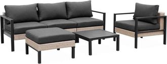 Sweeek Conjunto de muebles de jard&iacute;n en aluminio y resina, 5 plazas