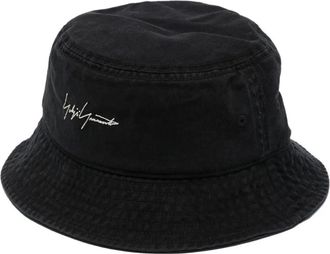 Yohji Yamamoto logo-embroidered bucket hat - unisex - Cotton - M - Black