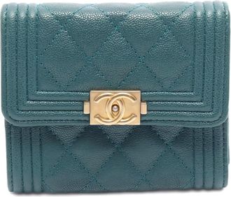 Chanel Portafoglio tri-fold Boy Chanel anni 18-19 - Verde