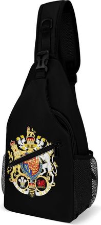 Generic Coat Arms of The Princes of Wales Mens Crossbody Chest Sling Bag for Travel Hiking Lightweight Shoulder Bags with Small Side