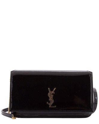 Saint Laurent Black Patent Leather Classic Monogram Phone Holder Shoulder Bag (Authentic Pre-Loved)