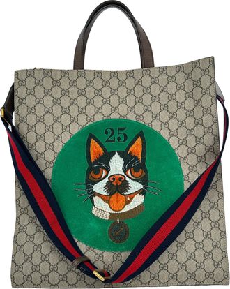 Gucci Gucci Bosco Patch GG Supreme Tote Bag in beige gecoat canvas