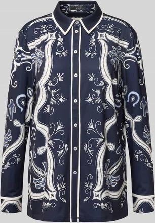 Oui Regular Fit Hemdbluse mit Manschetten in Dunkelblau, Größe 36